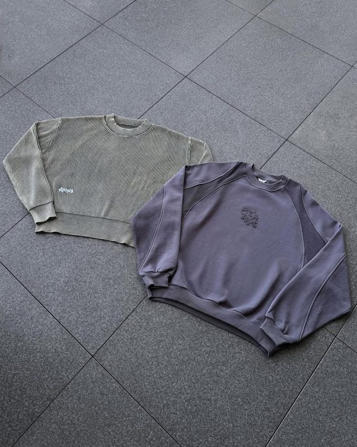 Mertra Crewneck Duo Striped Beige / Washed Grey