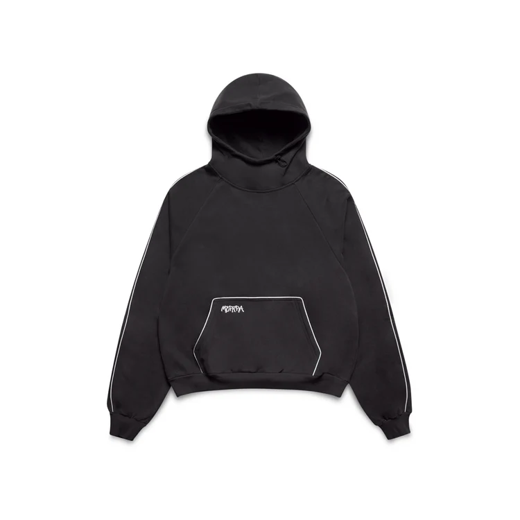 Mertra Piped Pocket Hoodie Black / White Trim